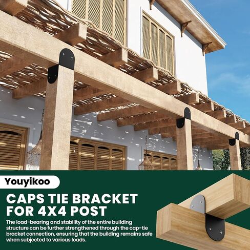 4 قطع من دعامات ربط أغطية المشاركات لعمود خشبي 4×4، موصل مرساة فولاذي بقاعدة 14 قياسًا، دعامة على السطح العلوي لتوصيل الشعاع بأقواس شماعات فولاذية شديدة التحمل باللون الأسود in Kuwait