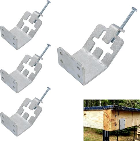 4PCS T-Post Lumber Brackets, Galvanized Steel for Sheds, Barns, Coops - Build Roofs, Equipment Covers, No Wood Posts Needed in Kuwait