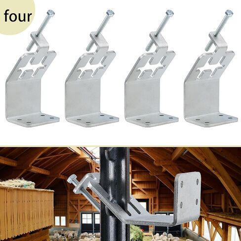 4PCS T-Post Lumber Brackets, Galvanized Steel for Sheds, Barns, Coops - Build Roofs, Equipment Covers, No Wood Posts Needed in Kuwait