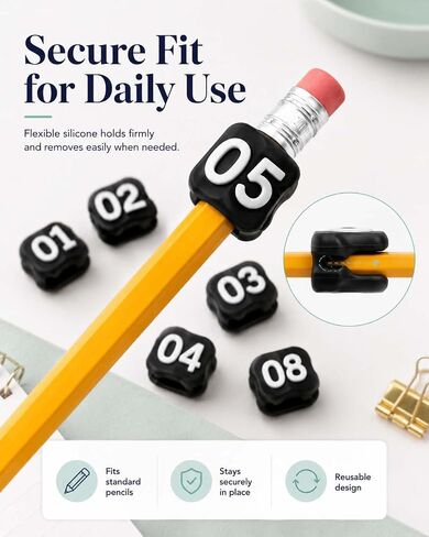 Numbered Pencil Toppers, 30/50 PCS Reusable Classroom Pencil Labels, Number Pencil Toppers for Classroom Organization and Supply Tracking Station (Green, Numbers 1-30) in Kuwait