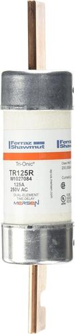 Mersen TR-R ثلاثي أونيك لتأخير الوقت/فئة RK5، 250 فولت تيار متردد/250 فولت تيار مستمر، 200 كيلو أمبير تيار متردد/20 كيلو أمبير تيار مستمر، 125 أمبير، قطر 1-9/16 بوصة × طول 7-1/8 بوصة in Kuwait
