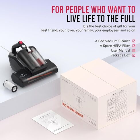 مكنسة كهربائية للمراتب، مكنسة كهربائية للسرير بقدرة 16 كيلو باسكال 600 وات مع ضوء UV-C بطول 253.7 نانومتر ودوران فرشاة 40000 دورة في الدقيقة وتقنية التسخين، ومنفذ شفط موسع، سلكي in Kuwait