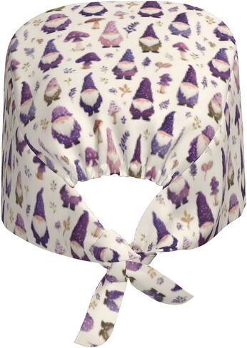 Mushroom Purple Gnome Print Scrub Caps Women Men, Nurse Cap Surgical Caps Scrub Hats for Women Men, Adjustable Working Cap with Sweatband in Kuwait