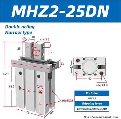 MHZ2-10DN Aluminium Clamps Finger Cylinder MHZ2-16DN MHZ2-20DN Air Pneumatic parallel Gripper MHZ2-25DN(MHZ2-25DN) in Saudi Arabia
