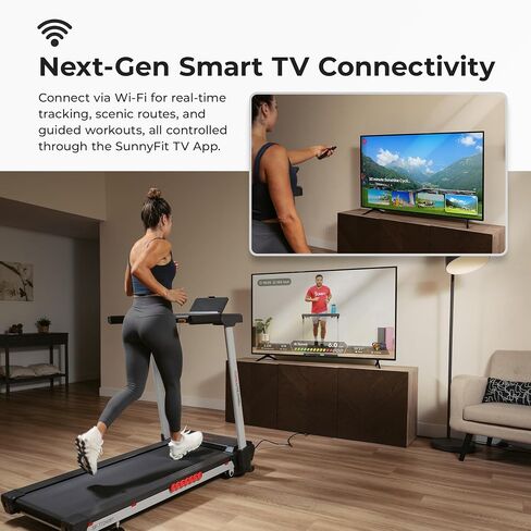 أجهزة المشي الصحية واللياقة البدنية من Sunny بأحجام ذات سطحين وميزات مائلة مع تطبيق Bluetooth وSunnyFit in Kuwait