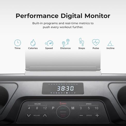 أجهزة المشي الصحية واللياقة البدنية من Sunny بأحجام ذات سطحين وميزات مائلة مع تطبيق Bluetooth وSunnyFit in Kuwait
