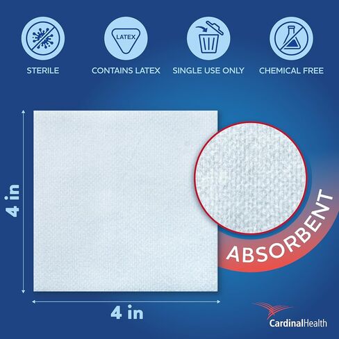 إسفنجة غطاء Covidien 2913 Curity، قطعتان معقمة في عبوة قابلة للتقشير، 4 بوصة × 4 بوصة، 50 قطعة (عبوة من 24 قطعة) in Kuwait