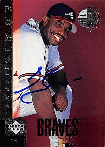 211644 Atlanta Braves Ft 1998 Upper Deck Diamond الظهور الأول رقم 301 Randall Simon بطاقة بيسبول موقعة in Kuwait