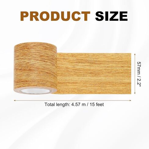 uxcell Wood Grain Repair Tape, 2.2" x 15ft Self Adhesive Wood Grain Colored Duct Tape Waterproof Repair Patch for Furniture Floor Scratch Fix, Baseboards, DIY Decor, Golden Oak in Kuwait