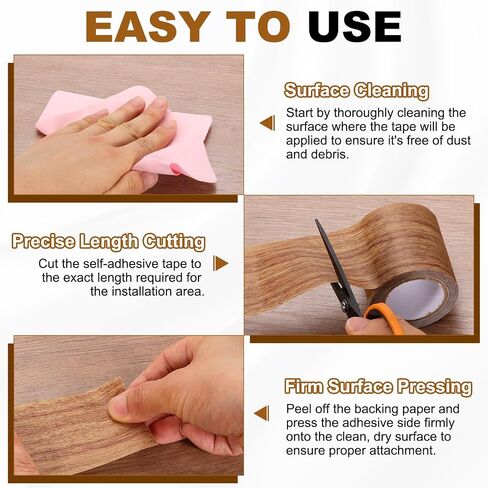 uxcell Wood Grain Repair Tape, 2.2" x 15ft Self Adhesive Wood Grain Colored Duct Tape Waterproof Repair Patch for Furniture Floor Scratch Fix, Baseboards, DIY Decor, Golden Oak in Kuwait
