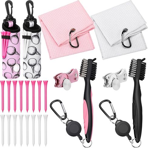 24 Pcs Golf Accessories Kit, Include Golf Ball Bag with Hook Towel Tees Magnetic Ball Marker Divot Tool Cleaner Brush for Women Men Couples Friends Birthday Retire Gifts in Kuwait