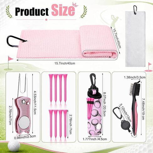 24 Pcs Golf Accessories Kit, Include Golf Ball Bag with Hook Towel Tees Magnetic Ball Marker Divot Tool Cleaner Brush for Women Men Couples Friends Birthday Retire Gifts in Kuwait