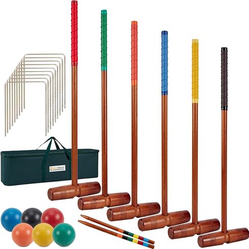 SpexDarxs 35’’ Deluxe Croquet Set, Six Player Croquette Game with Premium Wooden Mallets, Colored Balls, Wickets, Stakes, Carrying Bag, Outdoor Family Games for Lawn/Backyard/Park in Kuwait