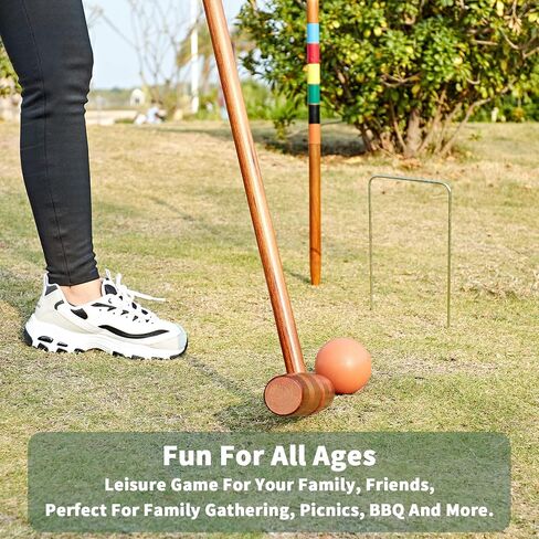 SpexDarxs 35’’ Deluxe Croquet Set, Six Player Croquette Game with Premium Wooden Mallets, Colored Balls, Wickets, Stakes, Carrying Bag, Outdoor Family Games for Lawn/Backyard/Park in Kuwait