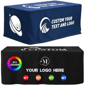 Custom Table Cloth with Business Logo 4/5/6/8 FT Customized Table Cover for Tradeshow Events Company Shop Charity Associations Birthday Personalized Table Cloth (Open Back, 4FT 108X63n) in Kuwait