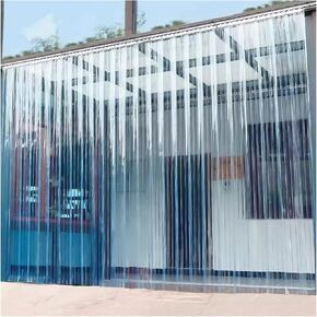 Transparent PVC Vinyl Strip Door Curtain - Waterproof & Insulated, Ideal for Restaurants, Supermarkets, Garages - Custom Size 0.75x2m, Energy Efficient Solution,Blue,0.75x2m in Kuwait
