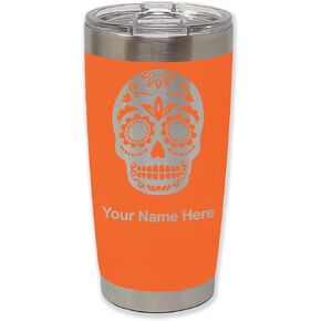 LaserGram Personalized 20oz Tumbler, Day of the Dead (Orange) | Engraved Gift, Vacuum Insulated Stainless Steel, Laser Engraved With Your Name in Saudi Arabia