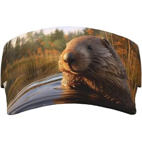 Beaver working2 Print Sports Sun Visor Hats Adjustable Running Golf Tennis Sun Cap for Women Men Black in Saudi Arabia