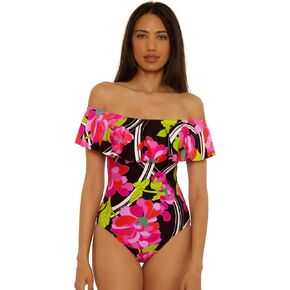 Trina Turk Womens Ruffle One Piece Swimsuit, Off Shoulder, Bathing Suits for Women in Kuwait