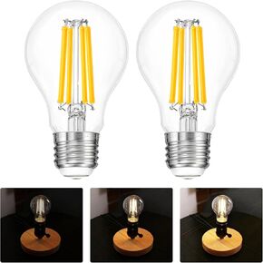 FLSNT 3 Way LED Light Bulb E26 Standard Base, 50W 100W 150W Equivalent, 3-Way Dimmable A23 LED Clear Light Bulbs, 2700K Soft White,800lm-1600lm-2200lm 2 Pack in Saudi Arabia