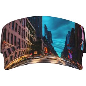 Streets of New York City Print Sports Sun Visor Hats Adjustable Running Golf Tennis Sun Cap for Women Men Black in Saudi Arabia