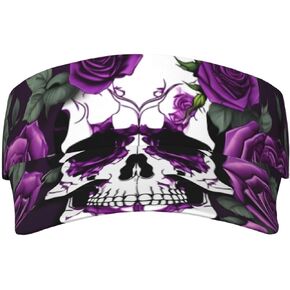 Purple Rose Skeleton Print Sports Sun Visor Hats Adjustable Running Golf Tennis Sun Cap for Women Men in Saudi Arabia