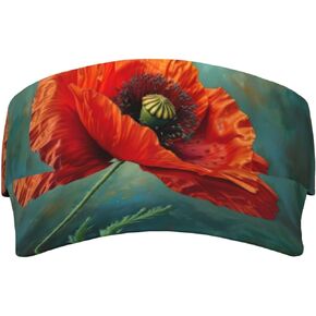 Poppy Flower Print Sports Sun Visor Hats Adjustable Running Golf Tennis Sun Cap for Women Men Black in Saudi Arabia