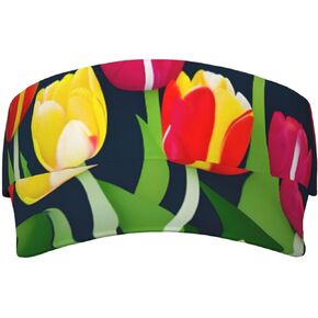 Colorful Tulips Pattern Print Sports Sun Visor Hats Adjustable Running Golf Tennis Sun Cap for Women Men in Saudi Arabia