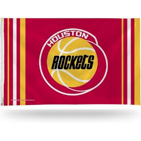 Rico Industries NBA Houston Rockets Retro 3' x 5' Banner Flag 3' x 5' Banner Flag Single Sided - Indoor or Outdoor - Home Décor in Kuwait