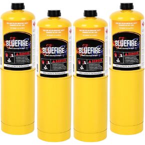 أسطوانة غاز BLUEFIRE Modern MAPP، 14.1 أونصة، 99.9% بروبيلين عالي النقاء يساوي MAP-PRO، أكثر سخونة من البروبان، لحام اللحام على شعلة البروبان (4 عبوات) in Kuwait