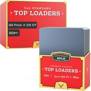 (1) Cardboard Gold - وحدات تحميل علوية 80pt للبطاقات - وحدات تحميل علوية ممتازة لبطاقات التداول مقاس 3x4 بوصة - احمِ بطاقاتك الرياضية باستخدام هذه الواقيات البلاستيكية الصلبة الشفافة - 25 عبوة. in Kuwait