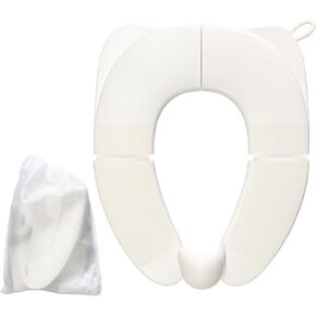 Portable Toilet Seat for Kids, Foldable Universal Fit Potty Training Seat with Anti-Slip Base & Splash Guard Travel Toilet Seat with Storage Bag, Easy Clean-White in Saudi Arabia