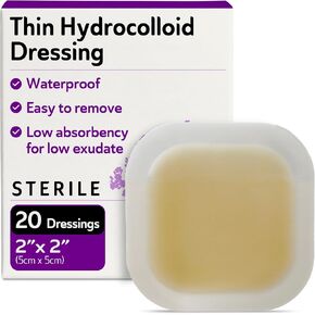 Hydrocolloid Bandages 2x2-20 Sterile and Breathable Hydrocolloid Wound Dressings - for Moderate and Heavy Exudate - Good for Hospitals, Medical Facilities, and Nursing Homes in Kuwait