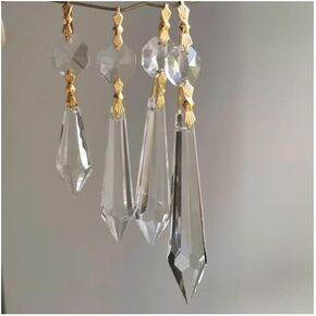 Hanging Crystals Prisms 10pcs Icicle Drop Octagonal Beads Chandelier Crystal Hanging Pendant for Lamp Decoration Hangings Crystals for Decoration(Gold,55mm) in Kuwait