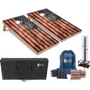 Tailgating Pros 4x2 Regulation Cornhole Boards Flag Set- Includes 8 Bean Bags, Carrying Cases, and Score Keeper - Optional LED Lights in Saudi Arabia