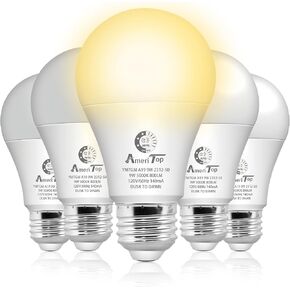 AmeriTop Dusk to Dawn Light Bulb - 5 عبوات، مصابيح إضاءة بمستشعر A19 LED؛ تشغيل/إيقاف تلقائي، 800 لومن، كفاءة في استخدام الطاقة 9 وات (ما يعادل 60 وات)، قاعدة E26، لمبة إضاءة داخلية/خارجية (3000 كلفن أبيض دافئ) in Saudi Arabia