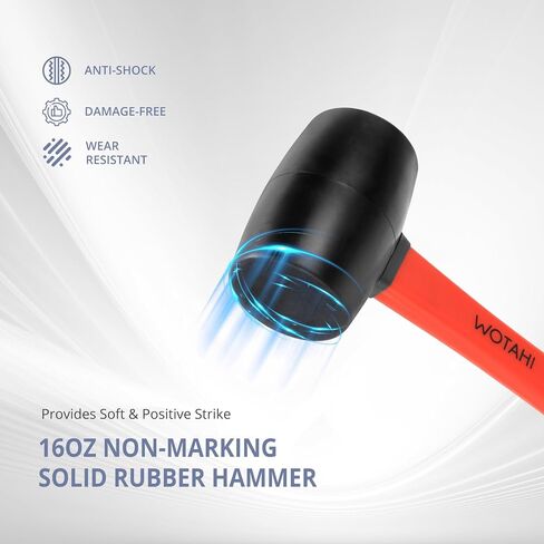 16 oz Rubber Mallet Hammer with Double Faced Solid Head and Soft Grip Fiberglass Handle in Kuwait