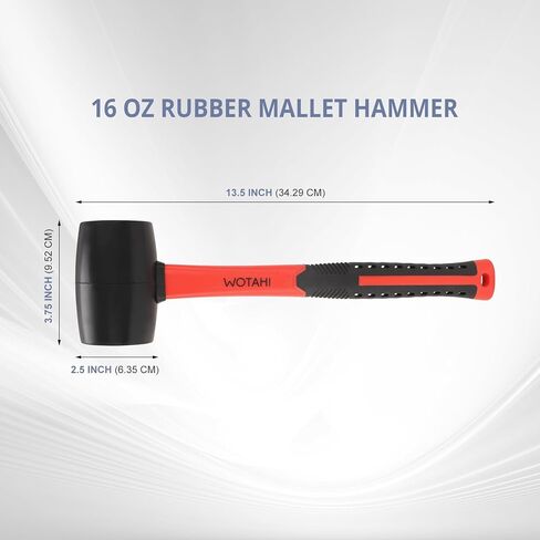 16 oz Rubber Mallet Hammer with Double Faced Solid Head and Soft Grip Fiberglass Handle in Kuwait