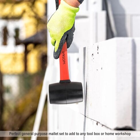 16 oz Rubber Mallet Hammer with Double Faced Solid Head and Soft Grip Fiberglass Handle in Kuwait