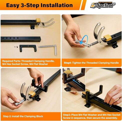 SpeTool 48 inch Panel Clamp 1 Pack, 4-Way Pressure Steel Parallel Clamp for Dining Tabletops, Wide Doors, Woodwork, Adjustable Parallelogram Couplers, Cutting Board Clamps for Precision Projects in Kuwait