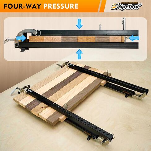 SpeTool 48 inch Panel Clamp 1 Pack, 4-Way Pressure Steel Parallel Clamp for Dining Tabletops, Wide Doors, Woodwork, Adjustable Parallelogram Couplers, Cutting Board Clamps for Precision Projects in Kuwait