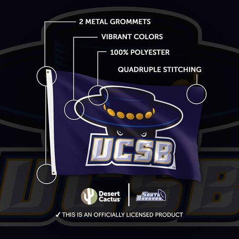 لافتات علم جامعة صبار الصحراء في كاليفورنيا سانتا باربرا علم UCSB Gauchos 100% بوليستر للاستخدام الداخلي والخارجي 3 × 5 أقدام (النمط 1) in Kuwait