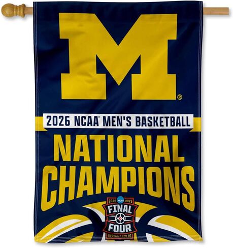 Michigan Team University Wolverines Basketball 2026 National Champions Banner Vertical Flag in Kuwait
