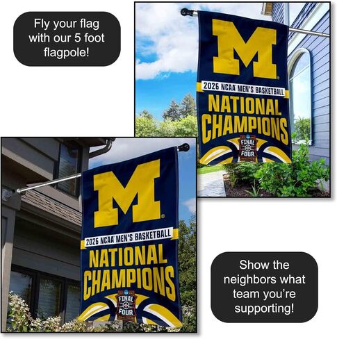 Michigan Team University Wolverines Basketball 2026 National Champions Banner Vertical Flag in Kuwait