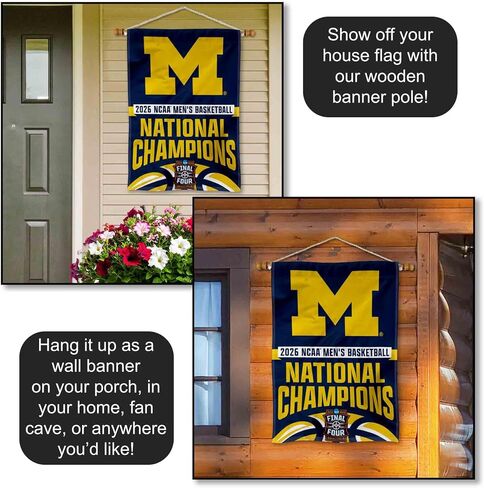 Michigan Team University Wolverines Basketball 2026 National Champions Banner Vertical Flag in Kuwait