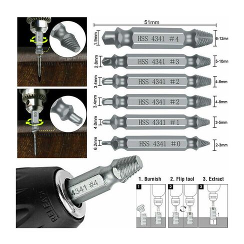6 Pack Damaged Screw Extractor Set for Stripped Screws Nuts Bolts Drill Bit Tools for Easy Removal of Rusty Broken Screw in Kuwait