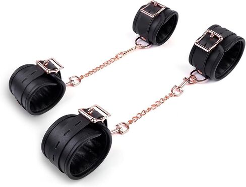 Black Adjustable 4 Real Leather Ankle Straps Wrist Cuff Fitness Leg Exercise Ankle Bracelet Kit Cosplay Cuff Accessories Sports Fitness System Set in Kuwait