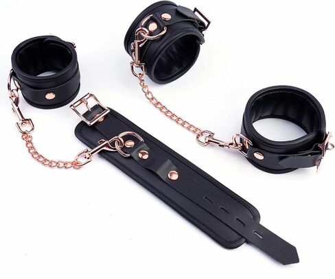 Black Adjustable 4 Real Leather Ankle Straps Wrist Cuff Fitness Leg Exercise Ankle Bracelet Kit Cosplay Cuff Accessories Sports Fitness System Set in Kuwait
