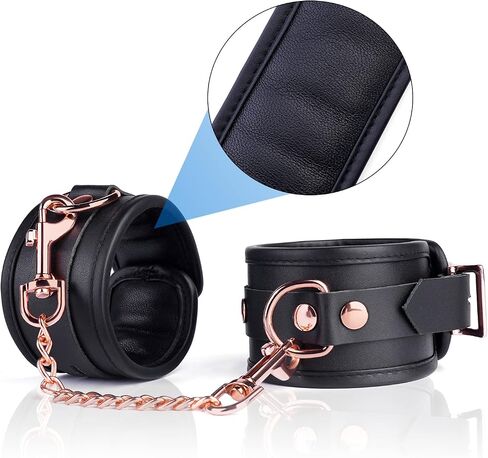 Black Adjustable 4 Real Leather Ankle Straps Wrist Cuff Fitness Leg Exercise Ankle Bracelet Kit Cosplay Cuff Accessories Sports Fitness System Set in Kuwait