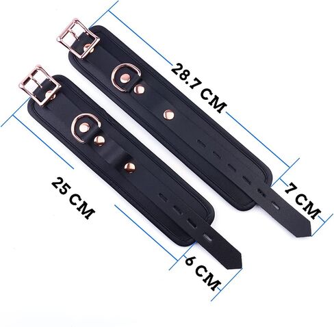 Black Adjustable 4 Real Leather Ankle Straps Wrist Cuff Fitness Leg Exercise Ankle Bracelet Kit Cosplay Cuff Accessories Sports Fitness System Set in Kuwait
